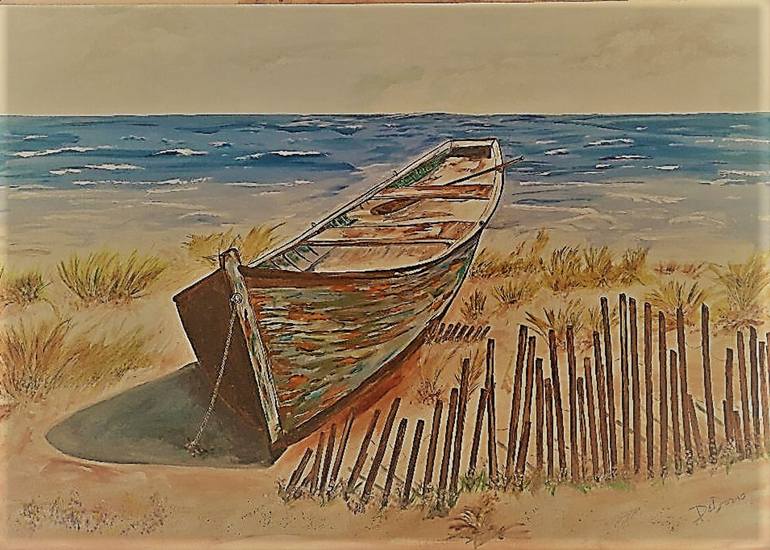 Row boat on Shore Painting by Edward DelForno Saatchi Art