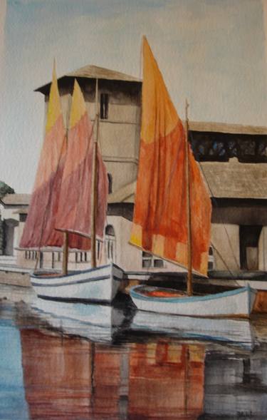 Original Boat Painting by Maria Nobili