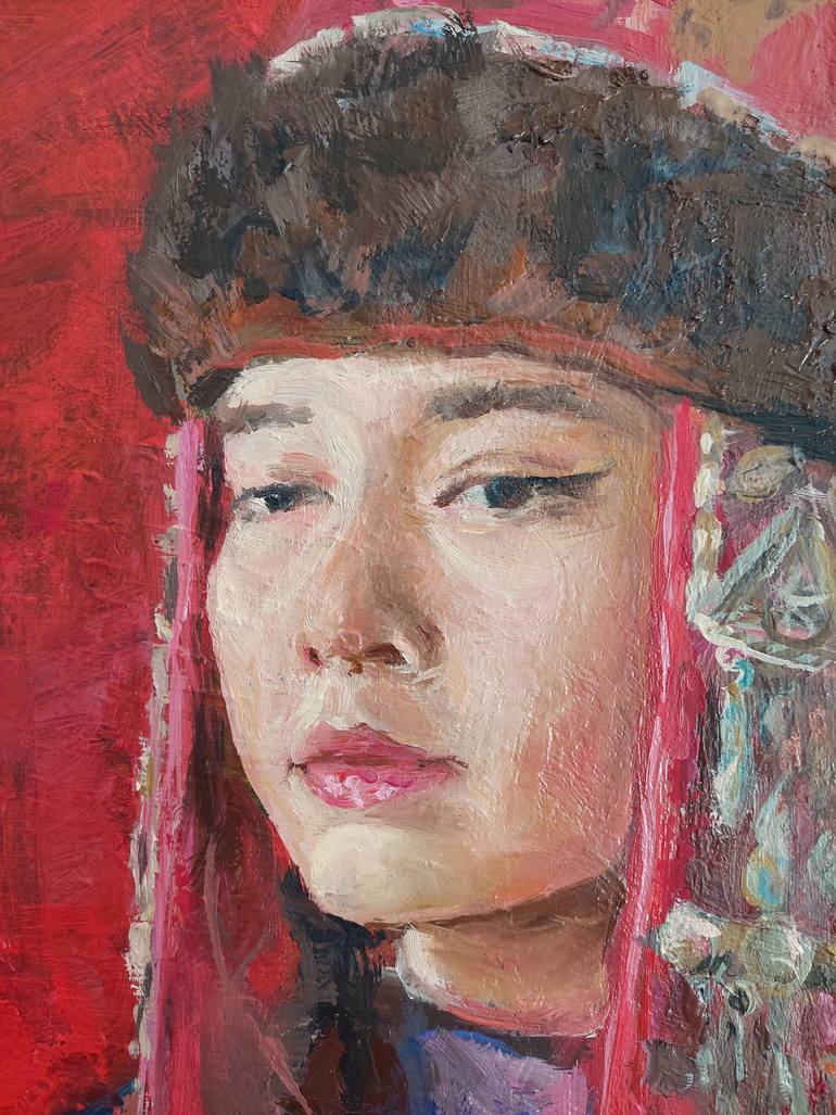 Original Portraiture Women Painting by Kuanysh Akuov