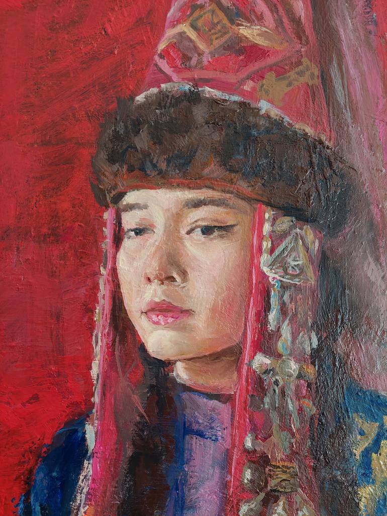 Original Portraiture Women Painting by Kuanysh Akuov