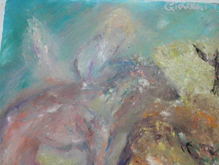 Original Expressionism Horse Painting by Giovanni Johnci Fancyrose Caputo