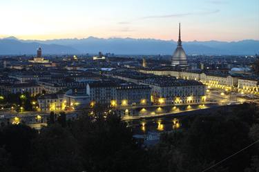 Turin panorama with Mole Antonelliana at twilight thumb