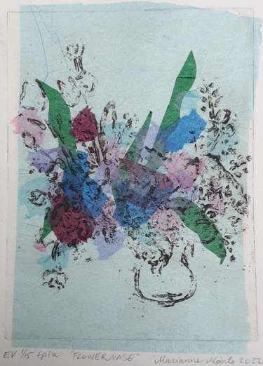 Original Abstract Expressionism Floral Printmaking by Marianne Monto