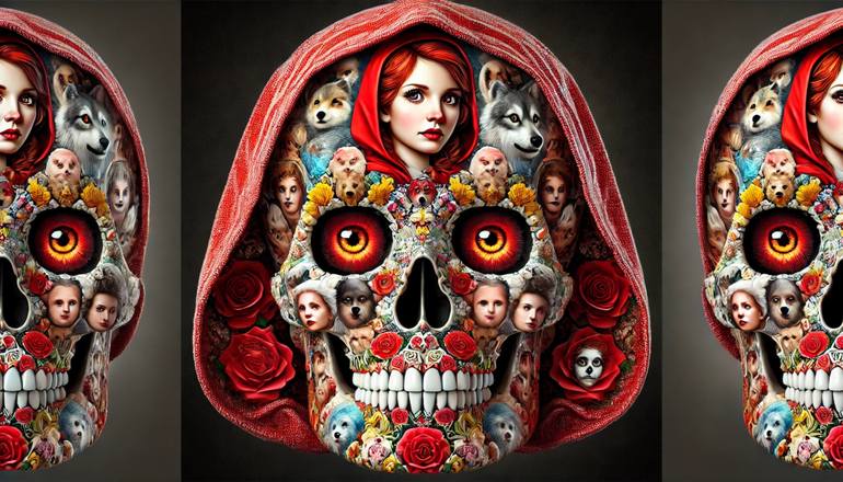 Original Women Digital by Emma Statham | Digital Art Art on Paper | Little Red Riding Good: Into the forest she went