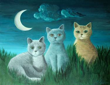Night Cats and Moon thumb