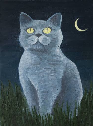 Night Cat in the Grass thumb