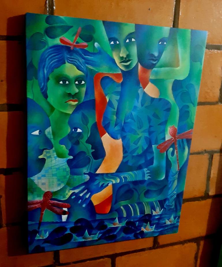 Original Figurative People Painting by SURESH BHASKAR