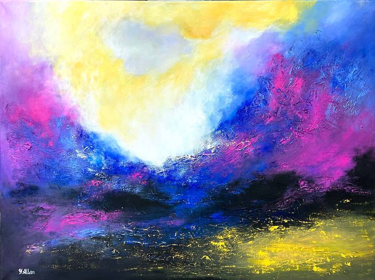 Original Abstract Painting by Yulia Allan | Abstract Art on Canvas | Sunset over the beach