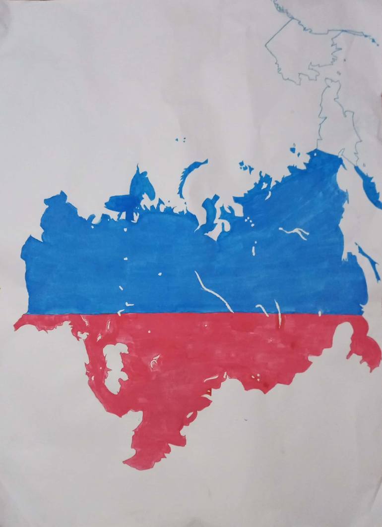 Russia Flag in map Drawing by Umar Nawaz