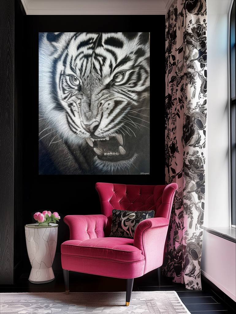 Original Black & White Animal Drawing by Szilvia Vazquez