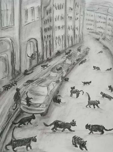 Print of Expressionism Cats Drawings by Diana Dimova -TRAXI