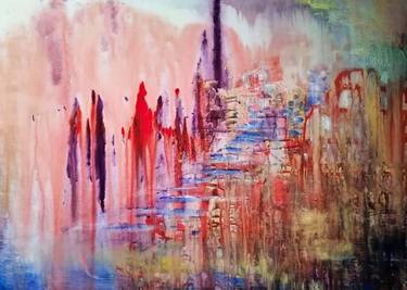 Abstract in Pink, Orange, Purple, Gold:  The Path of Memories thumb