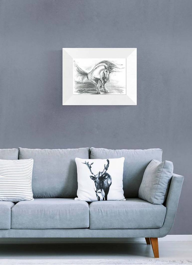 Original Contemporary Horse Drawing by Diana Dimova -TRAXI 