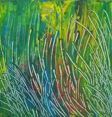 In Harmony with Nature: Abstract Grass Green Art Print thumb