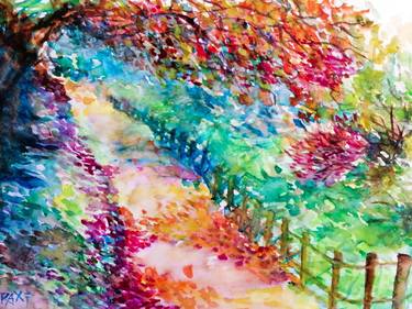 Beautiful watercolor autumn landscape thumb