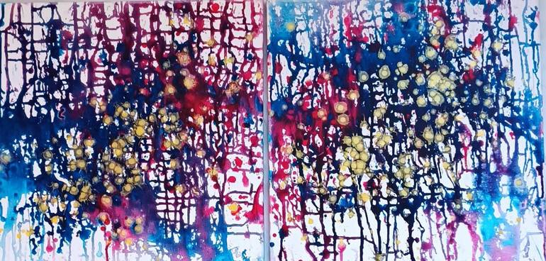 Original Abstract Painting by Diana Dimova-traxi | Abstract Art on Canvas | Greed and Fear Set | Awarded Abstract Diptych