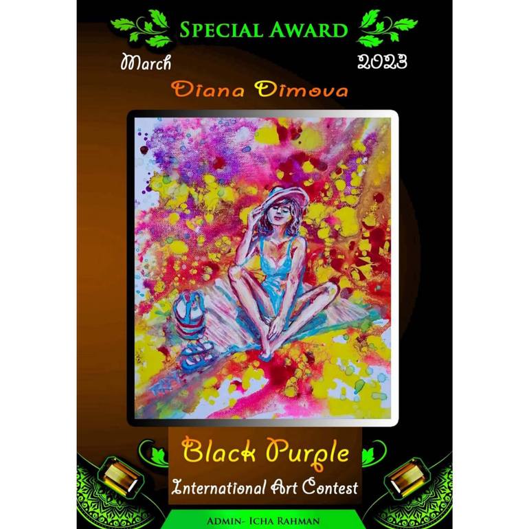 Original Color Field Painting Beach Painting by Diana  Dimova-Traxi