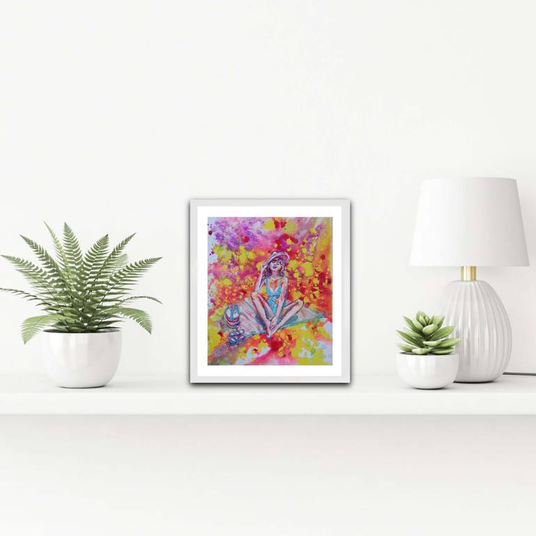 Original Color Field Painting Beach Painting by Diana  Dimova-Traxi