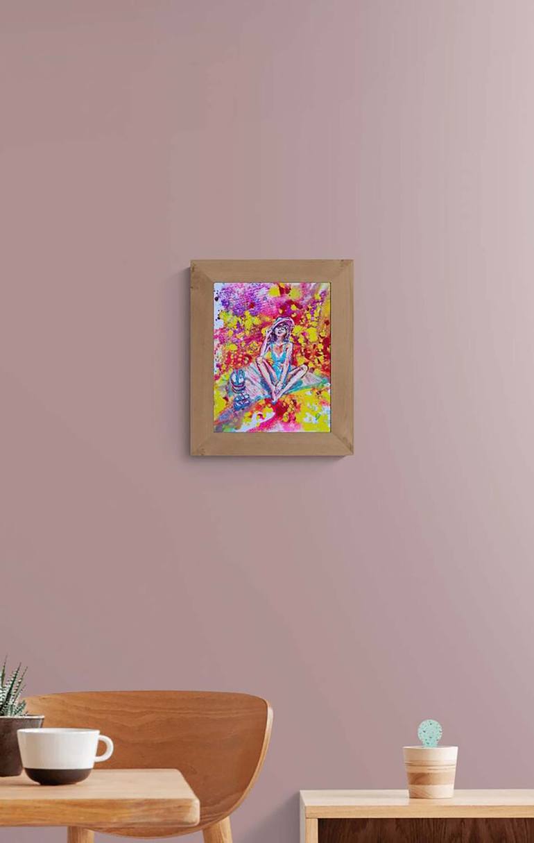Original Color Field Painting Beach Painting by Diana  Dimova-Traxi