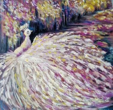 Colorful Oil Painting White Bird thumb