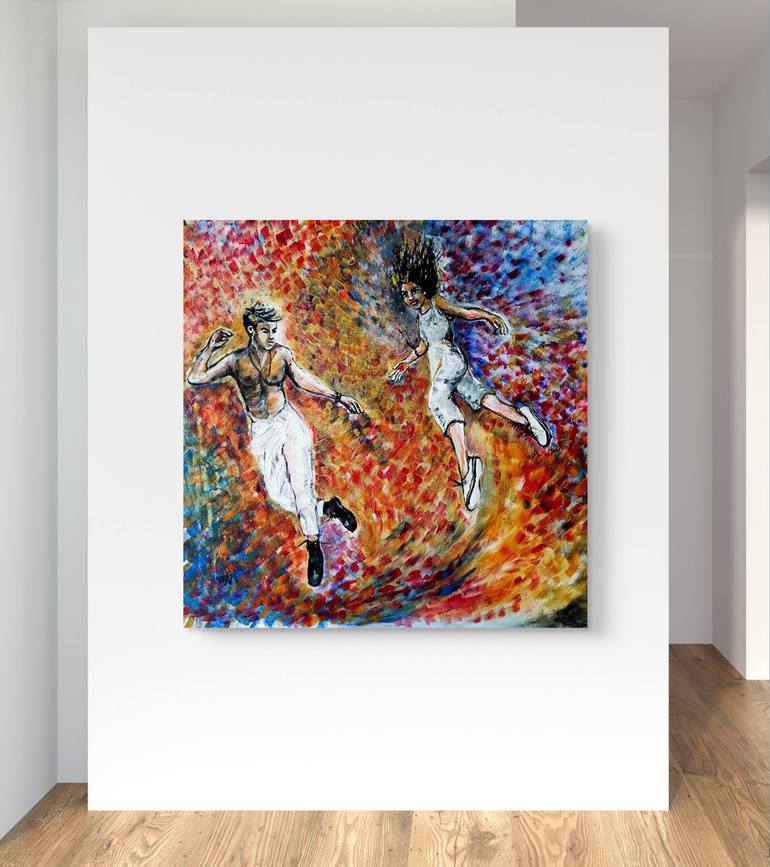 Original Abstract Expressionism People Painting by Diana  Dimova-Traxi