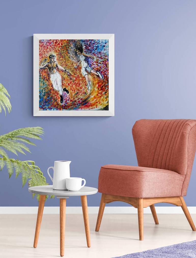 Original Abstract Expressionism People Painting by Diana  Dimova-Traxi