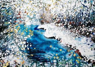 Abstract Painting Winter Fairy Tale Snow Landscape thumb