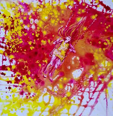 Abstract Red Yellow Painting Sunny Mood thumb