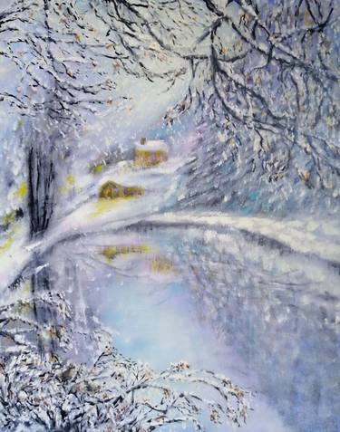 Winter Fairytale Snow Landscape , frozen lake,Christmas gift thumb