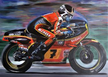 LEGEND - oil painting, motorcycle, racer, british, speed thumb