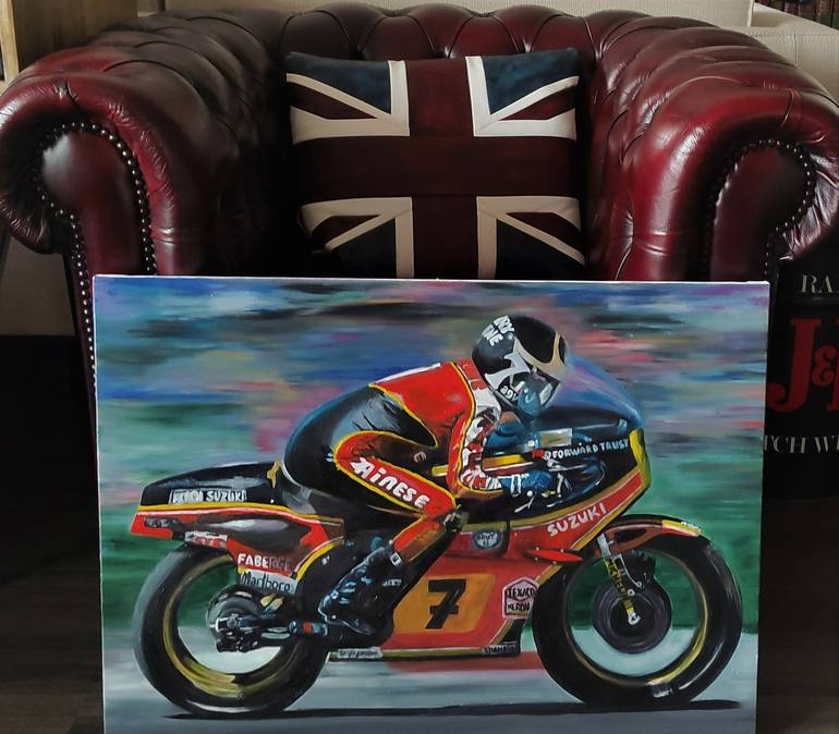 Original Documentary Motorcycle Painting by Mariia Baskal