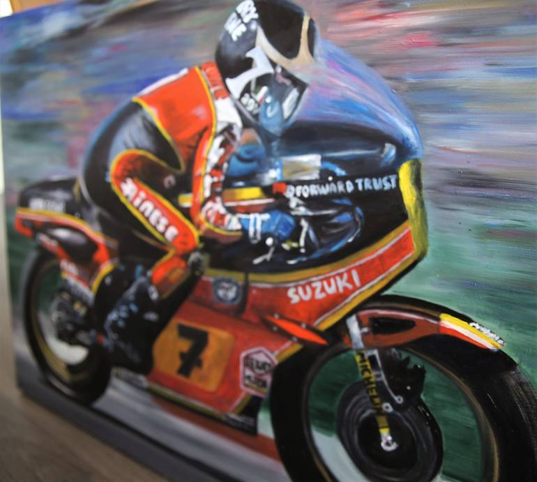 Original Documentary Motorcycle Painting by Mariia Baskal