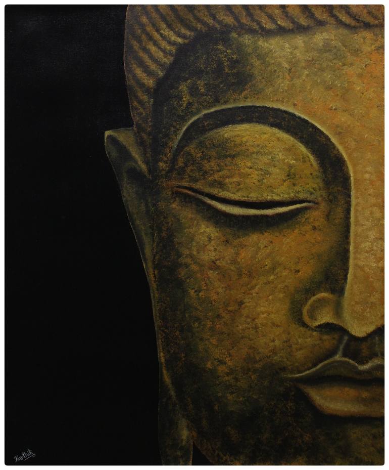 half buddha face sketch
