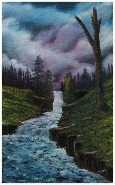 Waterfalls Oil Painting | Handmade Painting thumb
