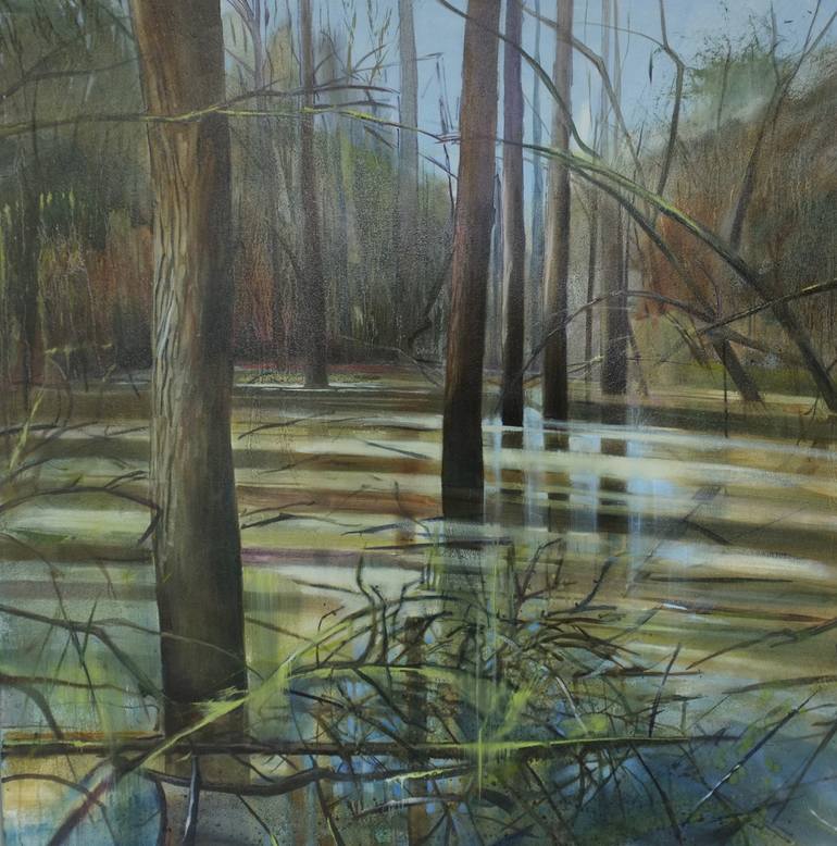 Flooded Trees Painting by Jane Overbury | Saatchi Art