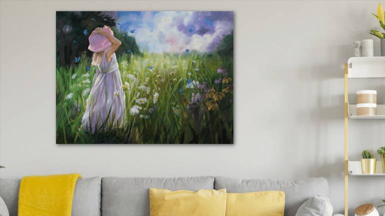 Original Oil Painting Girl In A Field 30x40 Painting by Stephanie ...