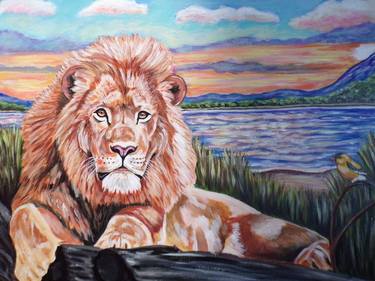 Lion by the river thumb
