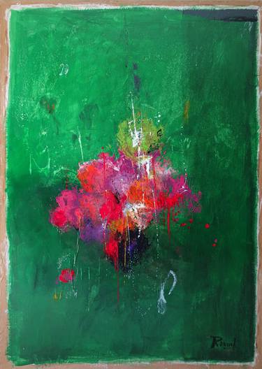 Original Abstract Expressionism Botanic Mixed Media by Philippe Roussel