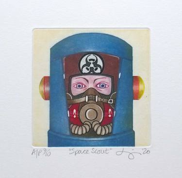 Space Scout - Colour Inked Etching - Limited Edition of 100 thumb
