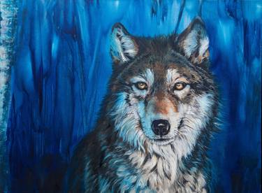 'Red wolf under a blue moon' thumb