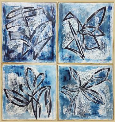 Original Abstract Water Mixed Media by Veena Advani