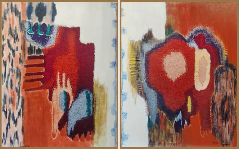 Original Art Deco Abstract Mixed Media by Veena Advani