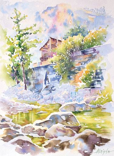 Restonica torrent. Corsica. Watercolor, paper thumb