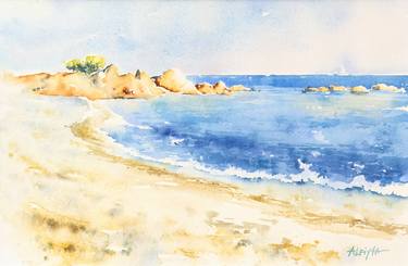 Summertime in Sardinia, Capo Comino. Original watercolour. thumb