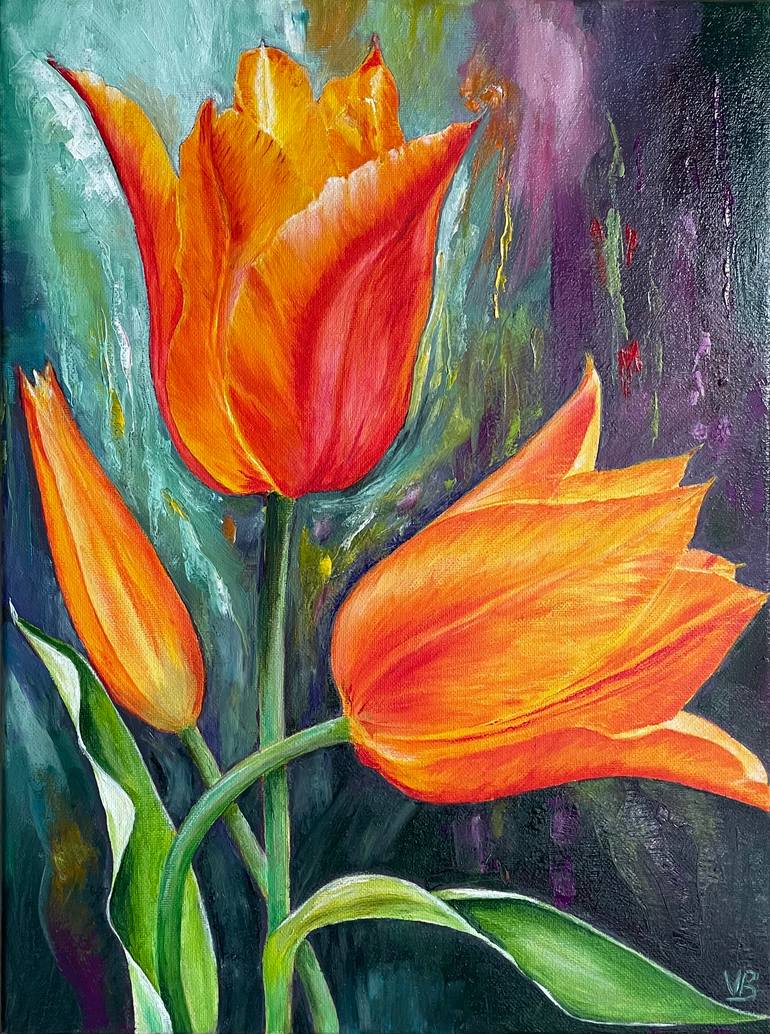 Original Contemporary Floral Painting by Victoria Bogdan