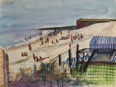 Original Figurative Beach Paintings by Roy Forget