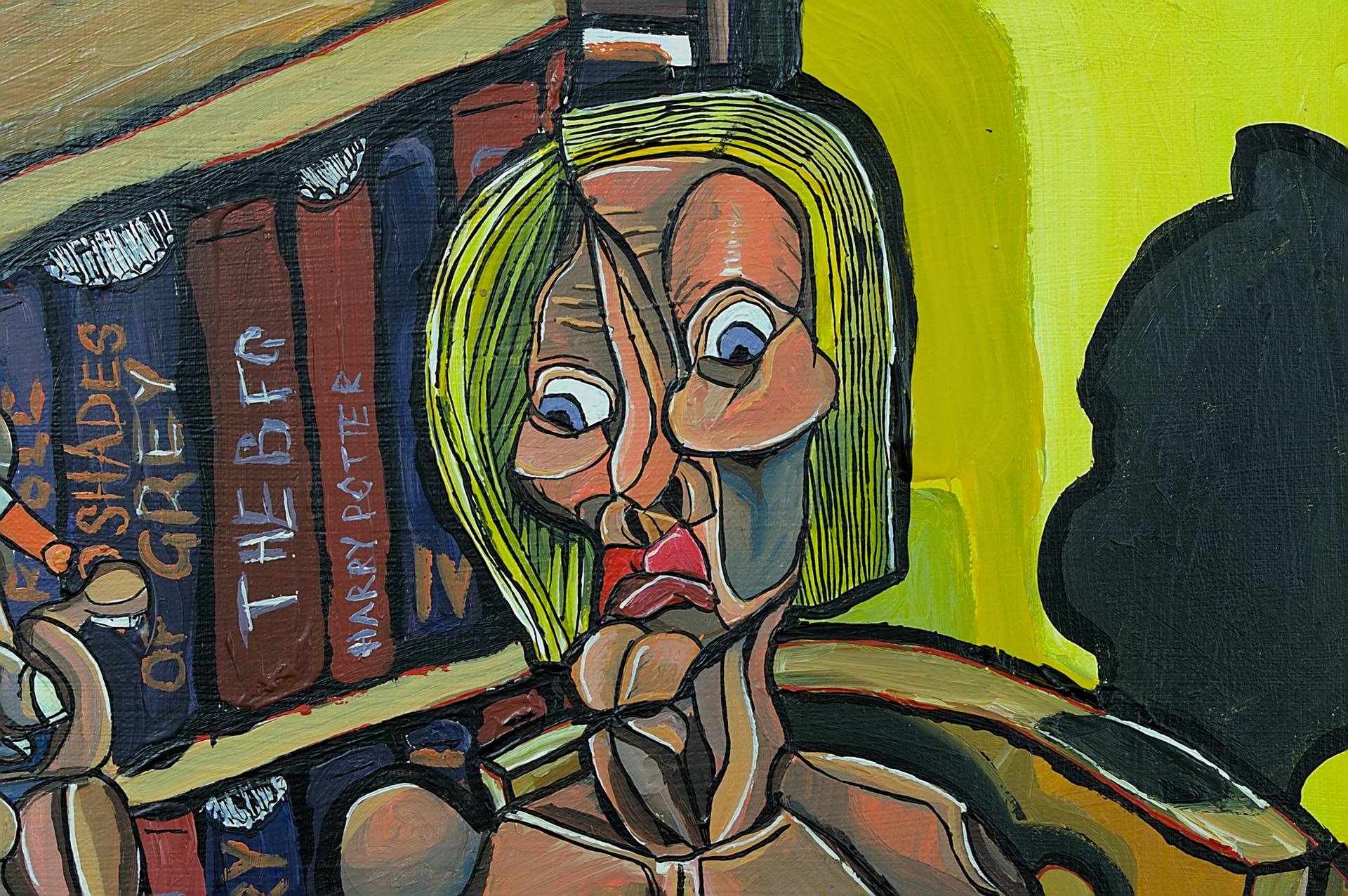 Skeptisk Premier Far Iggy Pop Smoking in his Library Painting by dino bradford | Saatchi Art