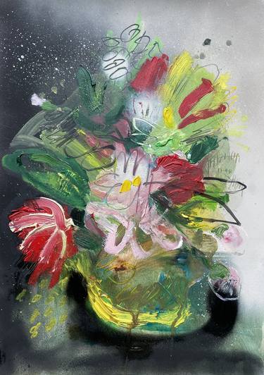 Original Abstract Expressionism Floral Paintings by Clare Chinnery