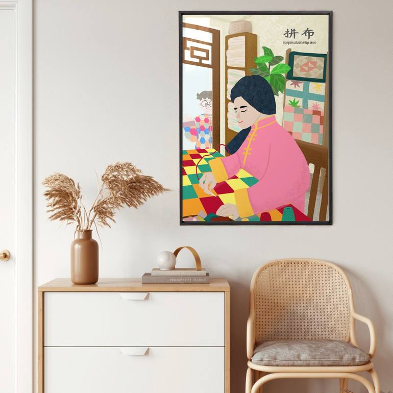 Original Art Deco People Digital by Min Fen Zhu