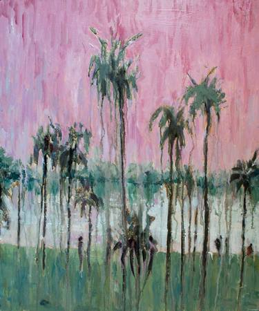 Palm trees with pink sky thumb